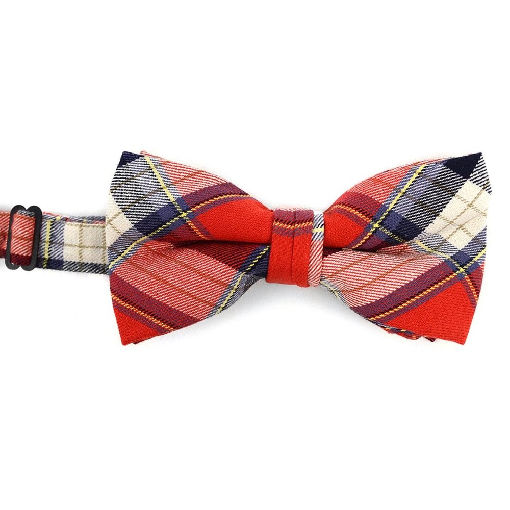 Men's Plaid Flannel Cotton Banded Bow Tie